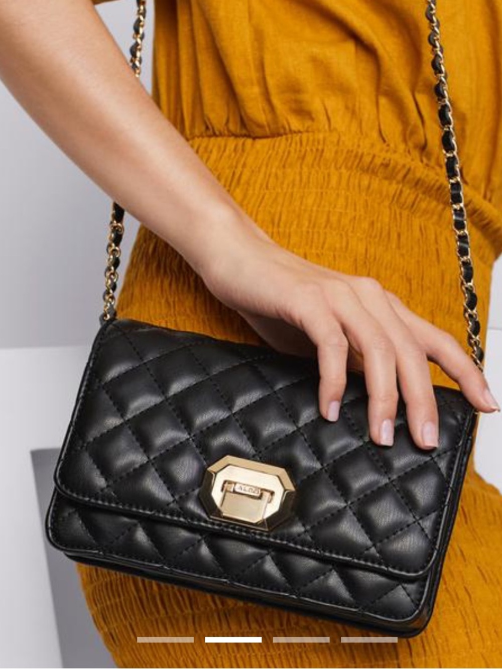 Aldo Bressanvido Women's Black quilted Crossbody with Detachable chain